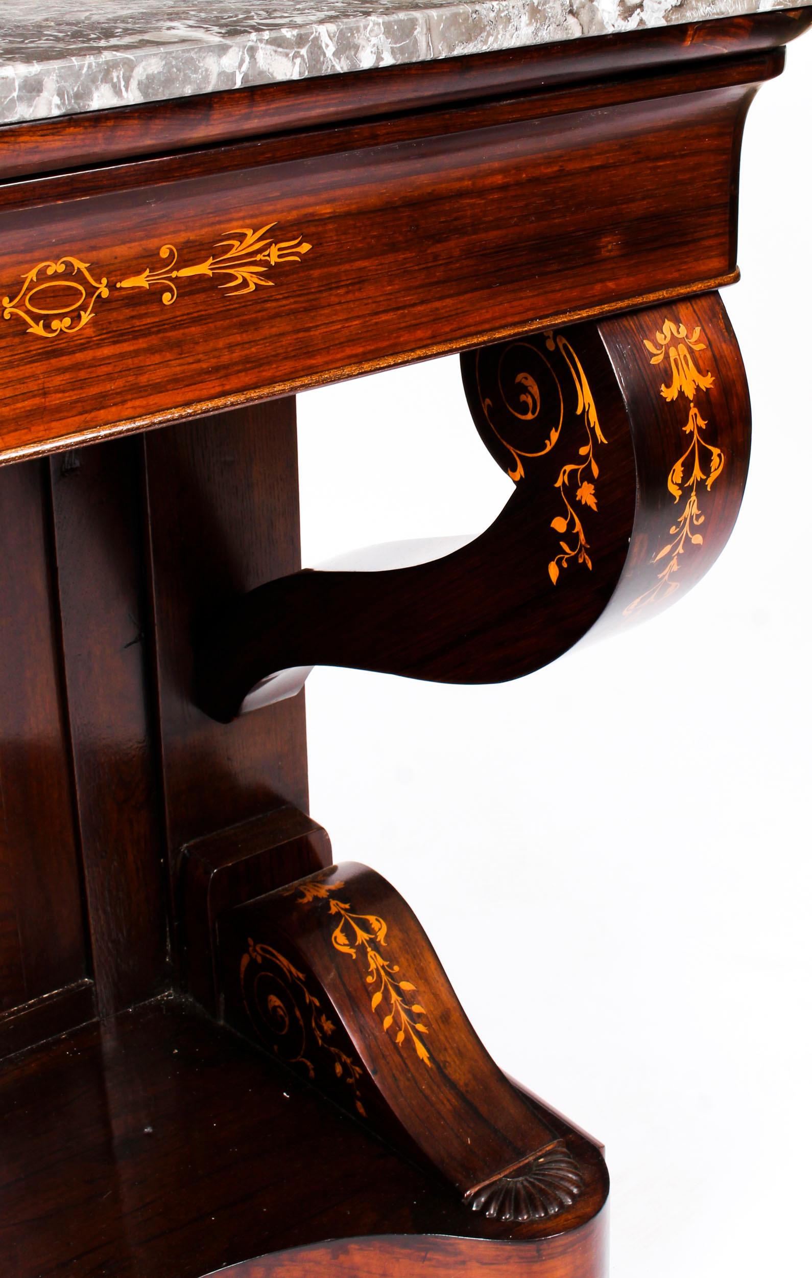 Antique Charles X Period Tigerwood Console Table, 19th Century 9