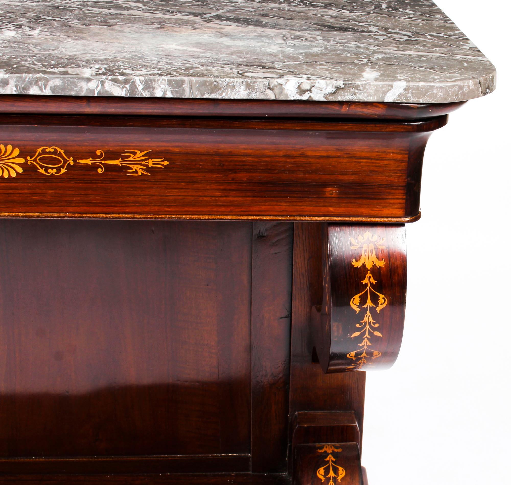 Antique Charles X Period Tigerwood Console Table, 19th Century 10