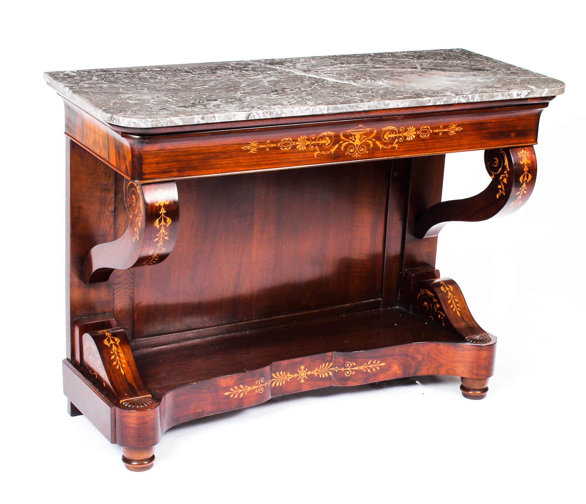 Antique Charles X Period Tigerwood Console Table, 19th Century 12