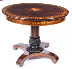 Antique Charles X Tigerwood & Marquetry Centre Table, 19th Century