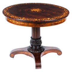 Antique Charles X Tigerwood & Marquetry Centre Table, 19th Century