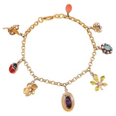 Antique Charm Bracelet of 14k Gold