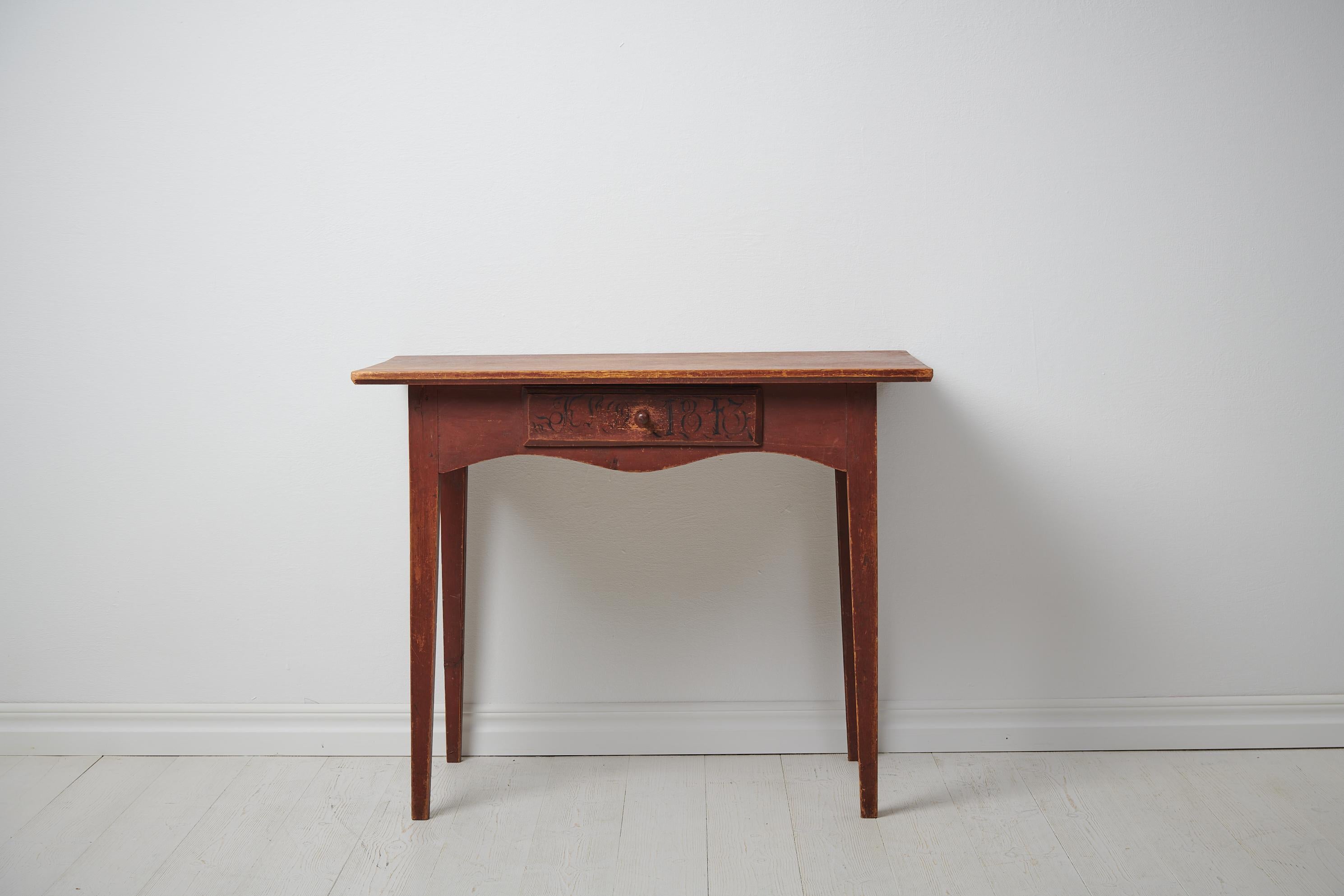 Pine Antique Charming Swedish Folk Art Table For Sale