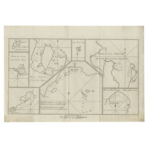 Antique Chart of CAP Providence and Other Charts by Hawkesworth, 1774