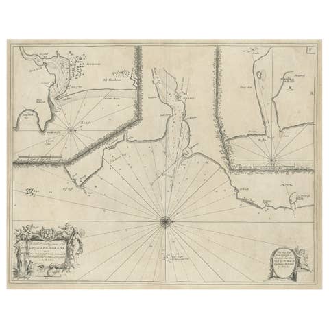 Antique Chart of Dundee, Aberdeen and Montrose in Scotland, C.1774
