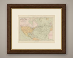 Antique Chart of the Atlantic Ocean, Europe to North America Route, 1870