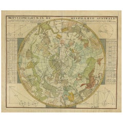 Antique Chart of the Passage of Comets in the Southern Sky, circa 1740