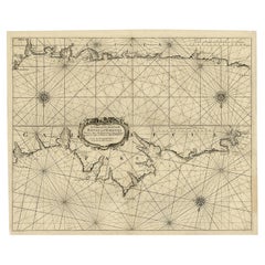 Antique Chart of The Spanish Coastline from Bilbao Eastwards, C.1720