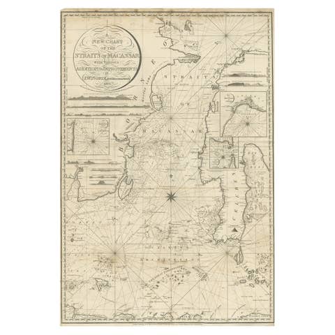 Antique Map of Straits of Makassar by J.W. Norie, Engraved Chart, 1820