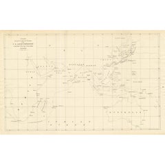 Antique Chart Showing the Track of an American Squadron by Perry, 1855