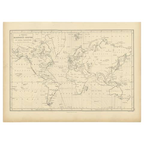 Antique Chart with Isomagnetic Lines by Black, 1854