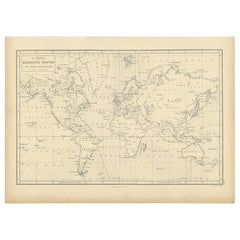 Tableau ancien avec lignes iso magnétiques par Black, 1854
