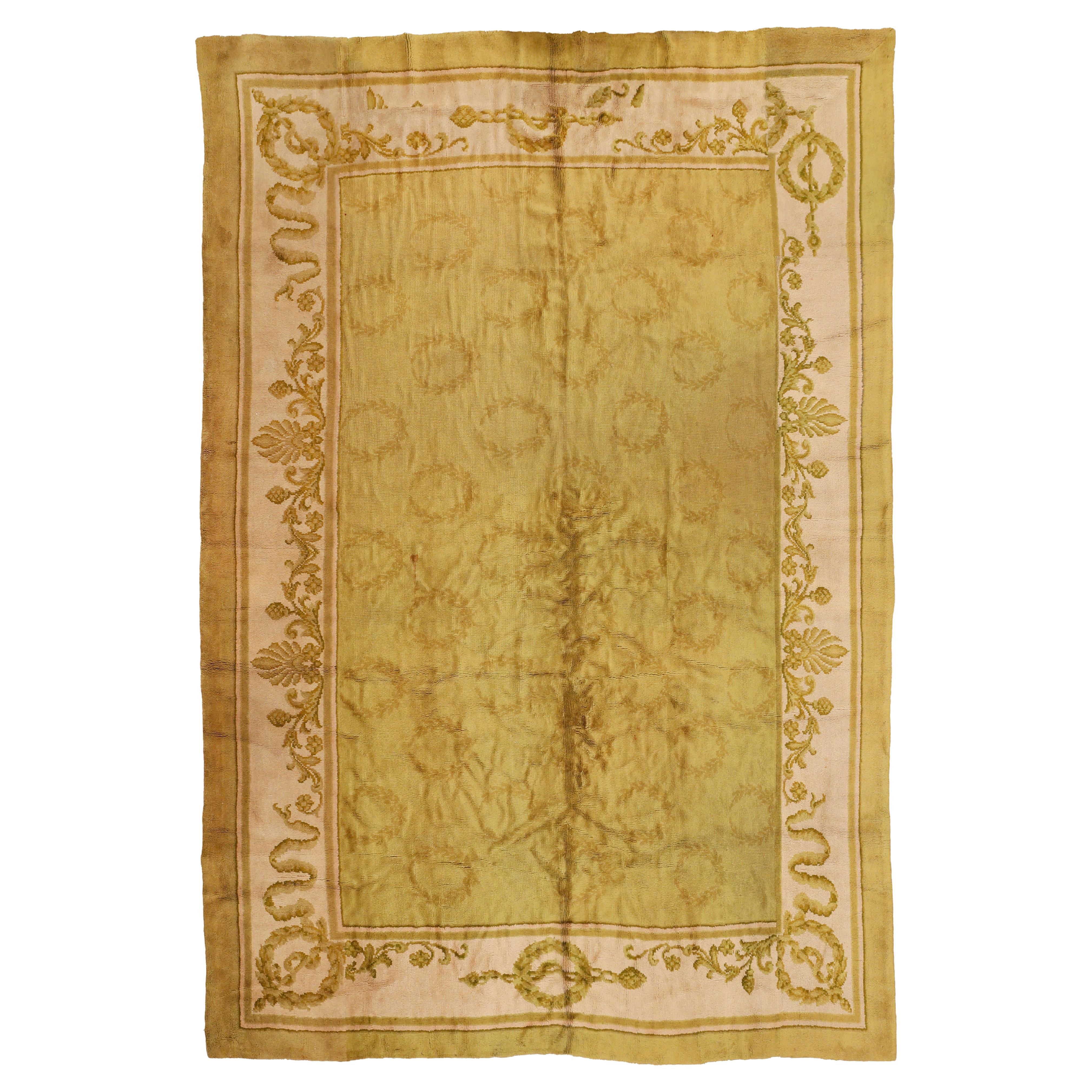 Tapis ancien Wiener Werkstätte vert chartreuse de Philipp Haas & Greene, années 1890 en vente