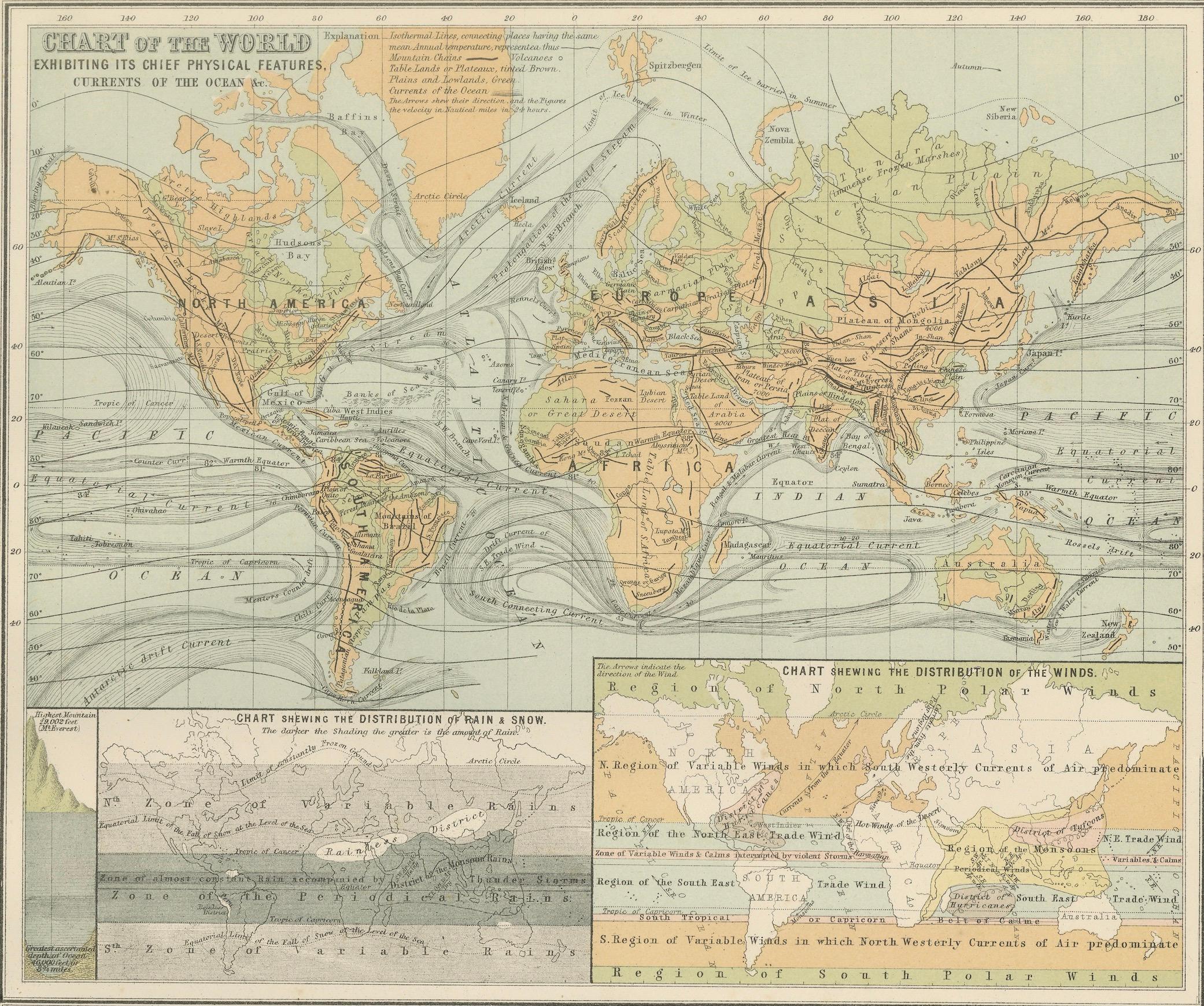 Antique Charts of the World – Physical Features and Ethnographical Map, 1884 For Sale 6