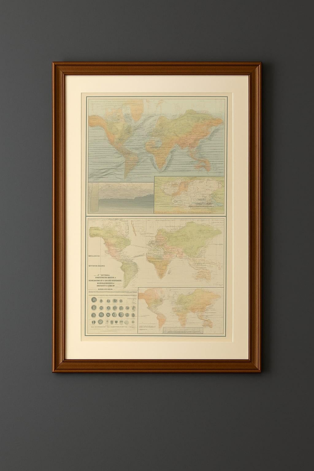 Antique Charts of the World – Physical Features and Ethnographical Map, 1884

Description:
This fascinating double plate from the New and Revised Edition of Black’s General Atlas of the World, published in Edinburgh in 1884, brings together a series