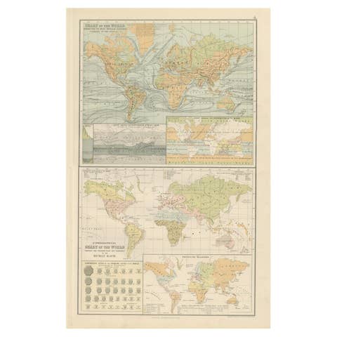 Antique Charts of the World – Physical Features and Ethnographical Map, 1884