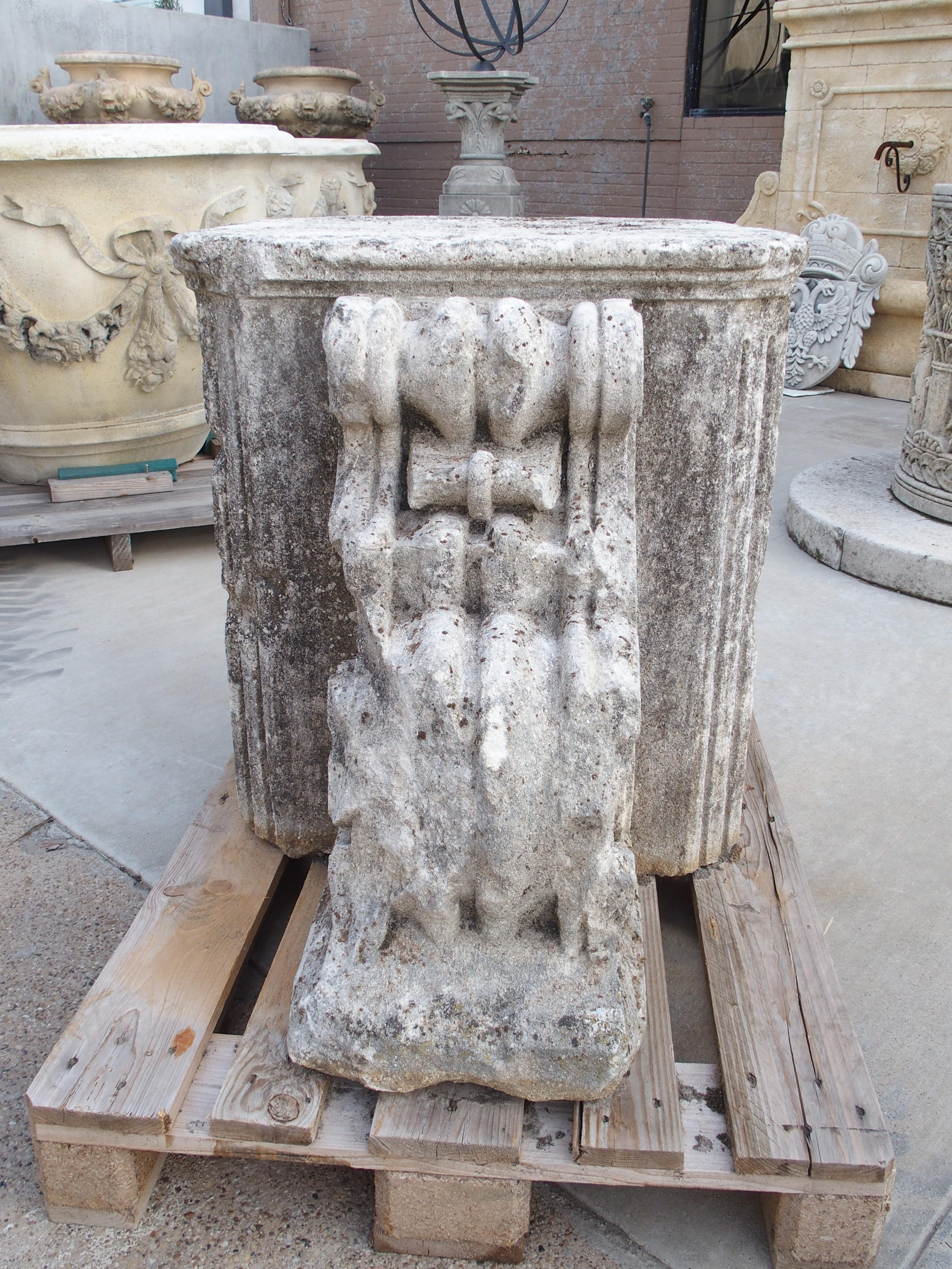 Hand-Carved Antique Chateau Column Base or Architectural from Dijon, France, Circa 1750 For Sale