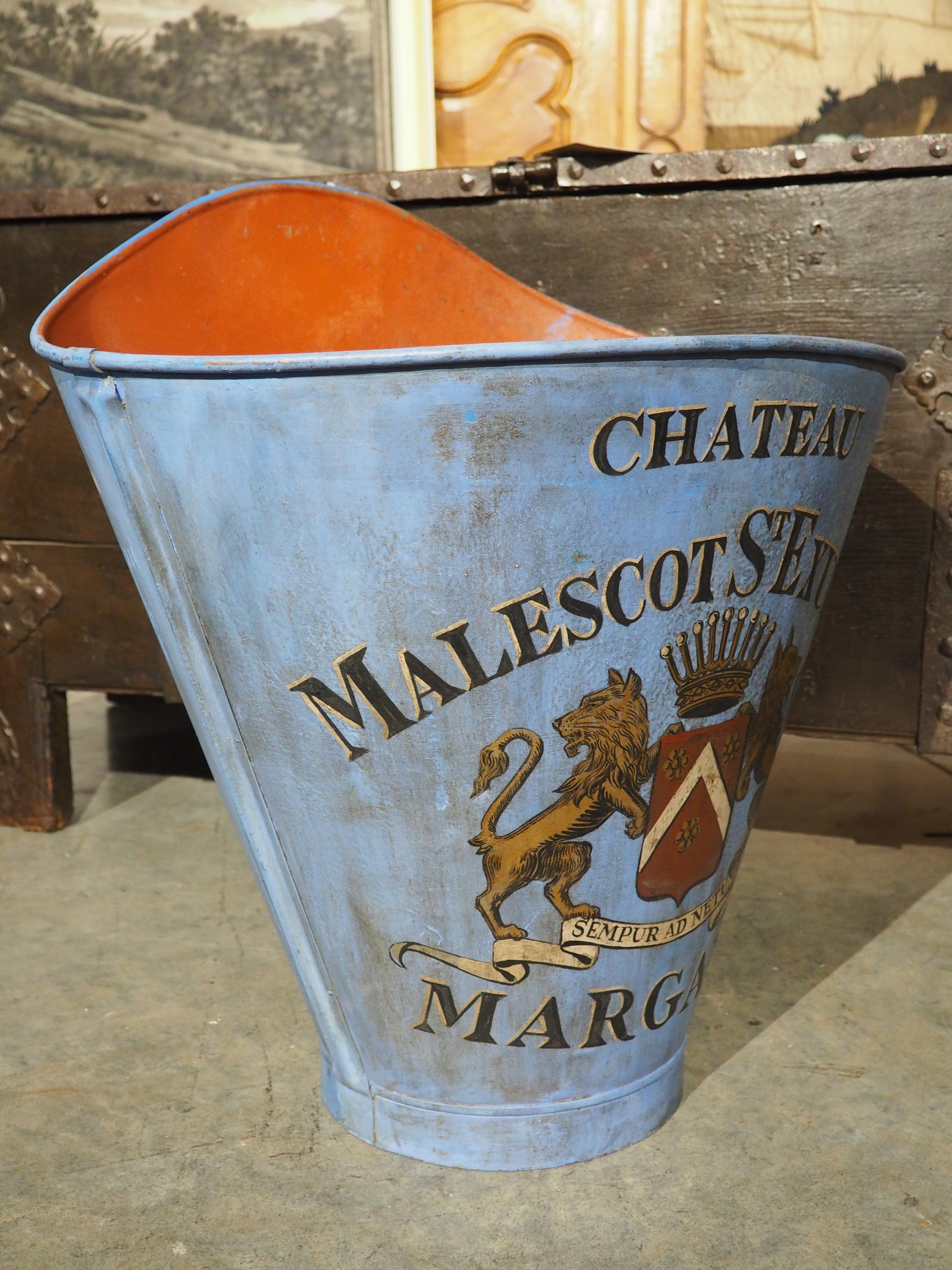 20th Century Antique “Château Malescot St. Exupéry” Grape Harvesting Hotte from France