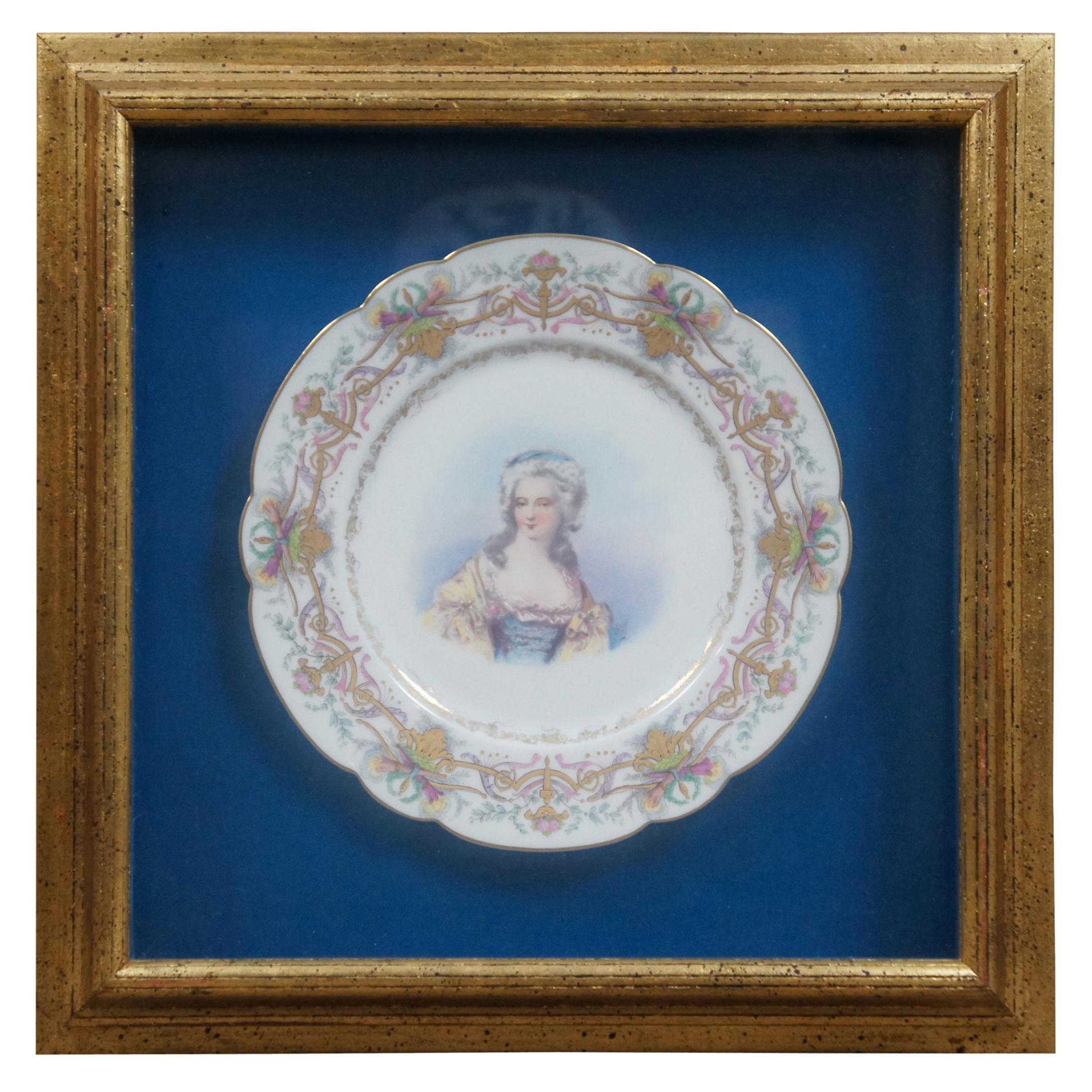 Antique Chateau des Tuileries Sevres Porcelain Portrait Plate French Framed