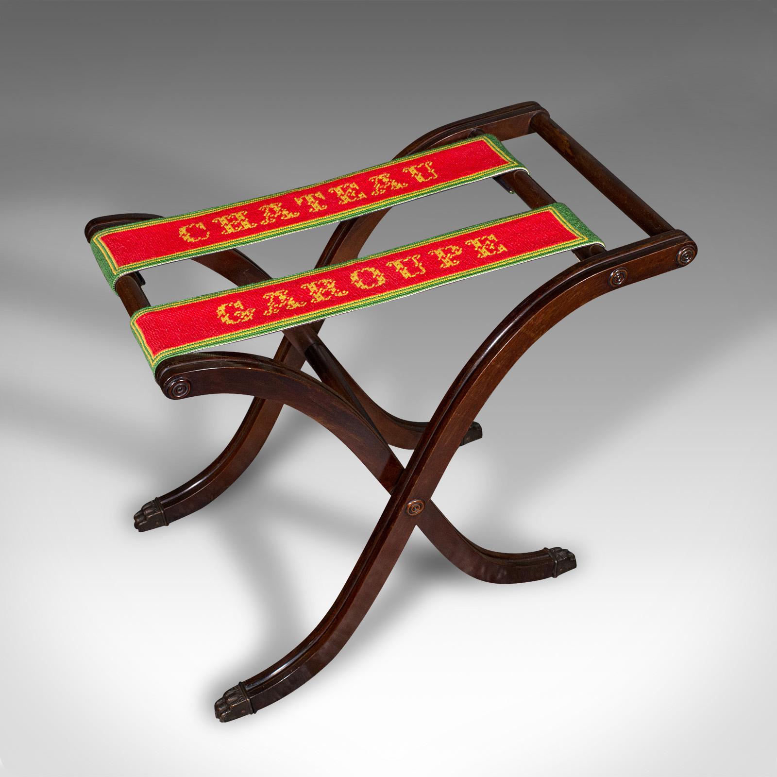 Antiquité Château Stand de bagages, Français, Porte-valises pliant, Edwardian, C.1910 en vente 1