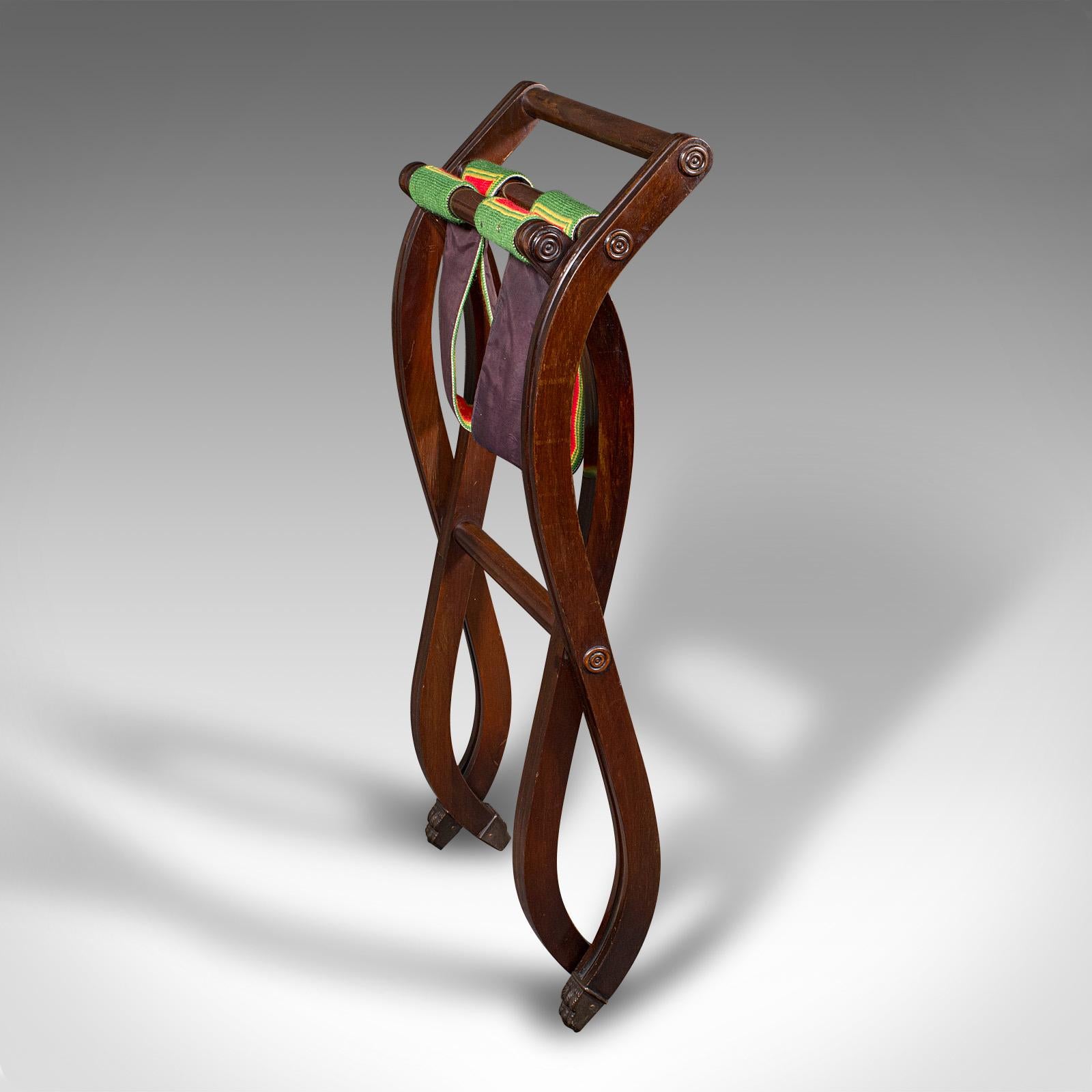 Antiquité Château Stand de bagages, Français, Porte-valises pliant, Edwardian, C.1910 en vente 3