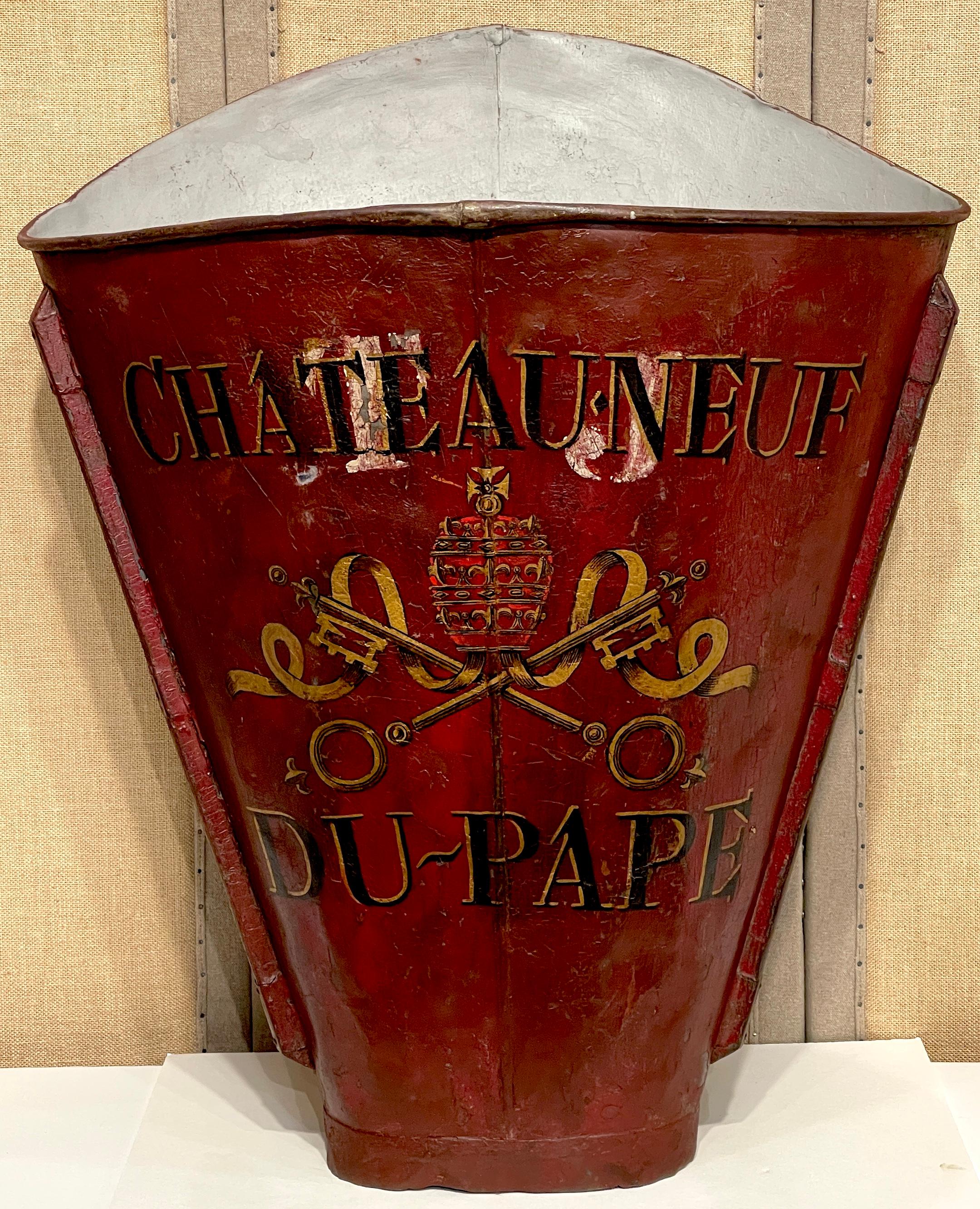 Antique Chateauneuf de Pape Red and Gilt Zinc Grape Hod
France, circa 1900s

A fine example from the world of French winemaking history is this exquisite antique Chateauneuf de Pape Red and Gilt Zinc Grape Hod, a rare find dating back to the 1900s.