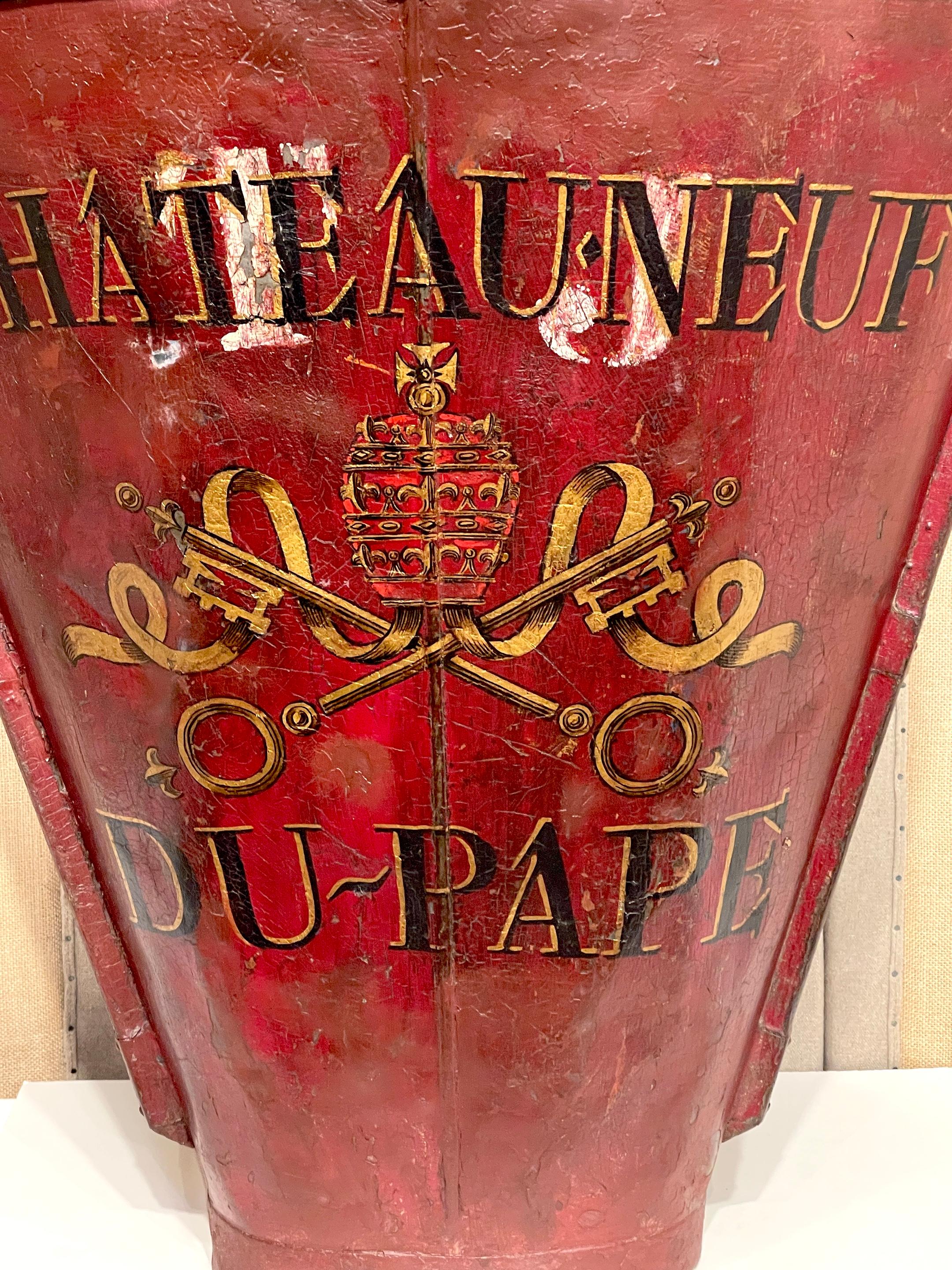 Neoclassical Antique Chateauneuf de Pape Red & Gilt Zinc Grape Hod For Sale
