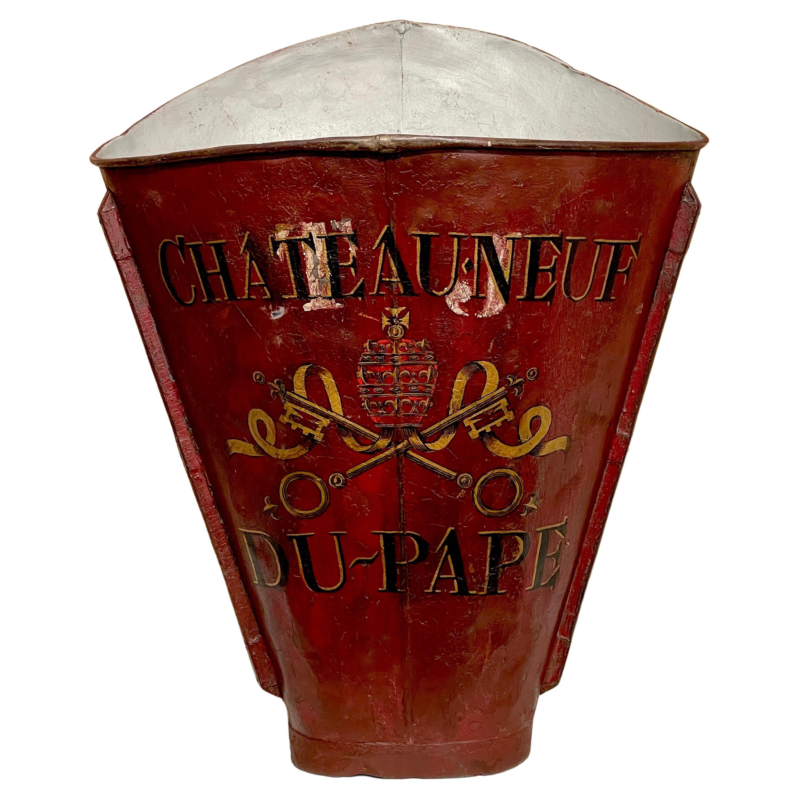 Antique Chateauneuf de Pape Red & Gilt Zinc Grape Hod For Sale