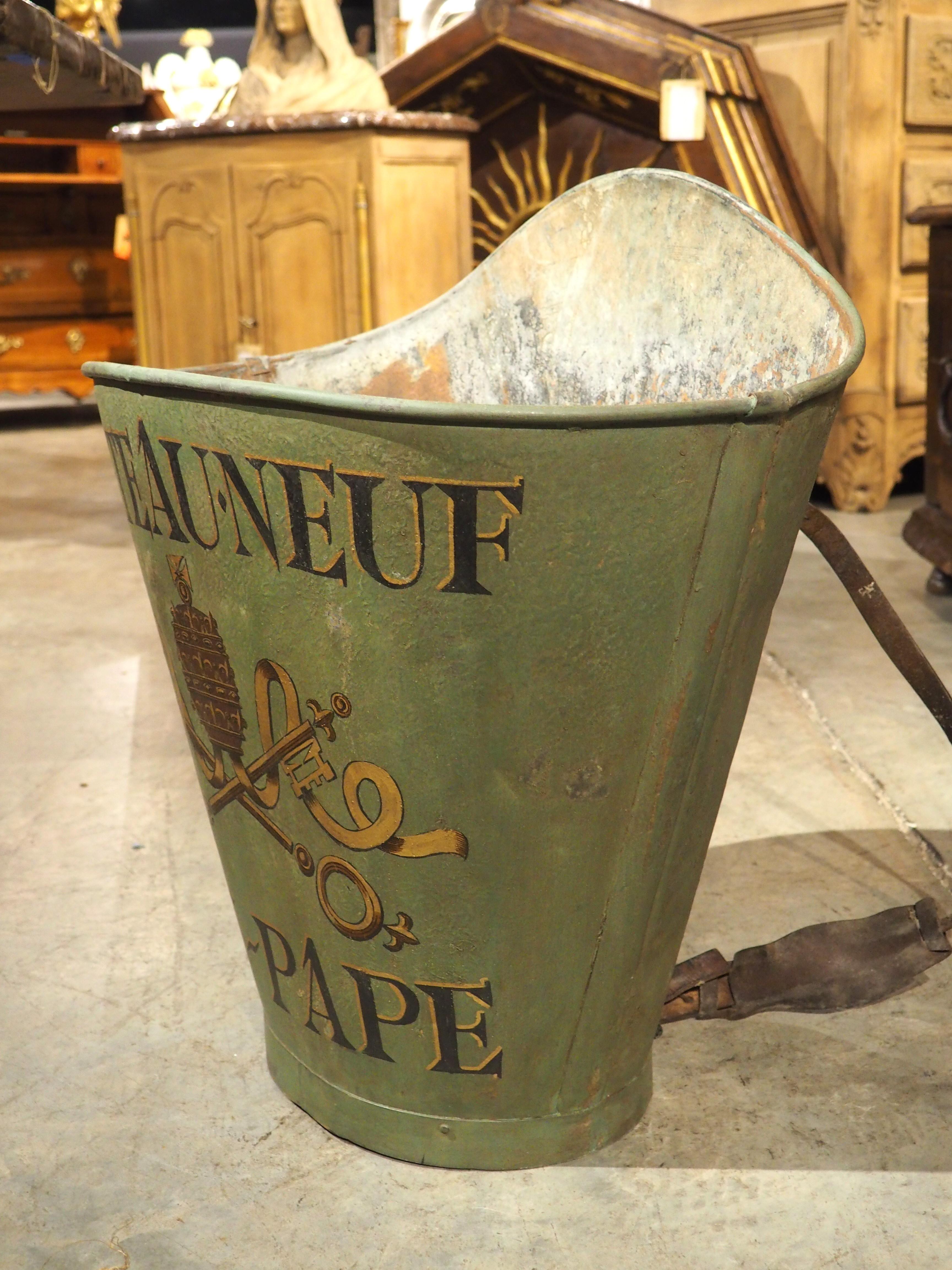 Wine hottes were used during the 19th and early 20th centuries for collecting grapes at French vineyards. The vineyard employee would attach the hotte to his/her back (see the last detail photo for an example) and place the harvested grapes directly