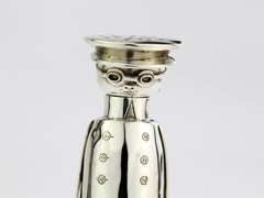 Antique Chauffeur Edwardian Novelty Silver Salt/Pepper Holder, Chester 1908