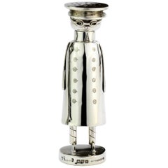 Antique Chauffeur Edwardian Novelty Silver Salt/Pepper Holder:: Chester 1908