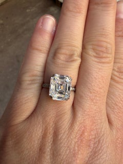Anello antico Chaumet con diamante taglio smeraldo 5,69ct E Tipo IIA