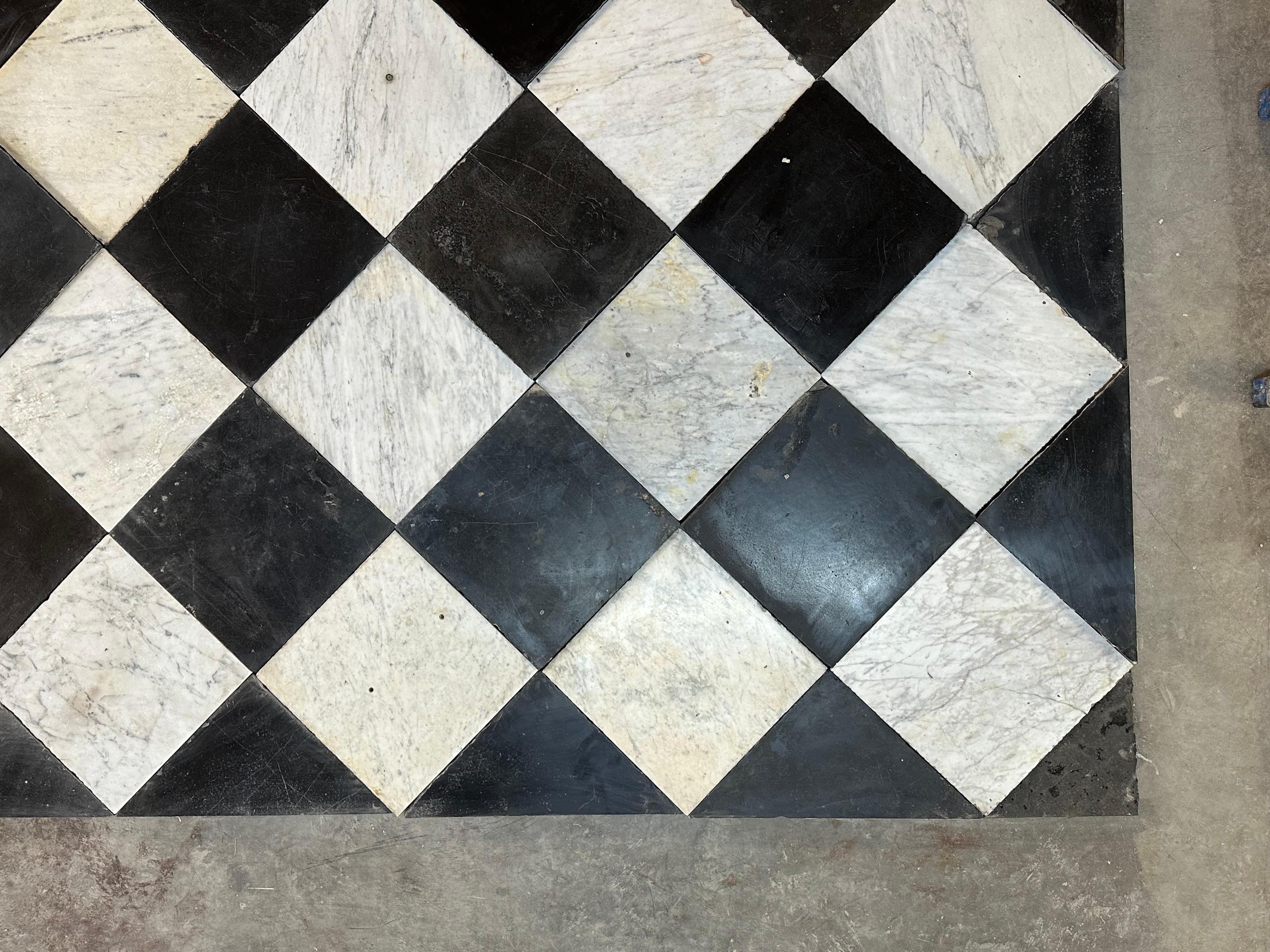Antique Checkered Black an White Marble Tiles 1