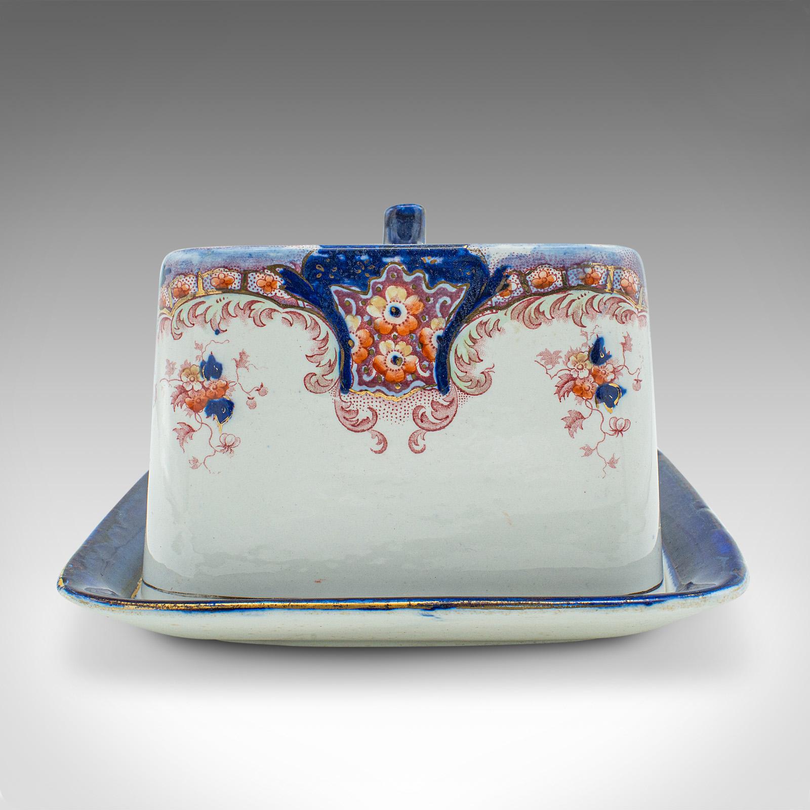 19th Century Antique Cheese Keeper Dish, English, Ceramic, Butter Tray, Kitchen, Victorian For Sale