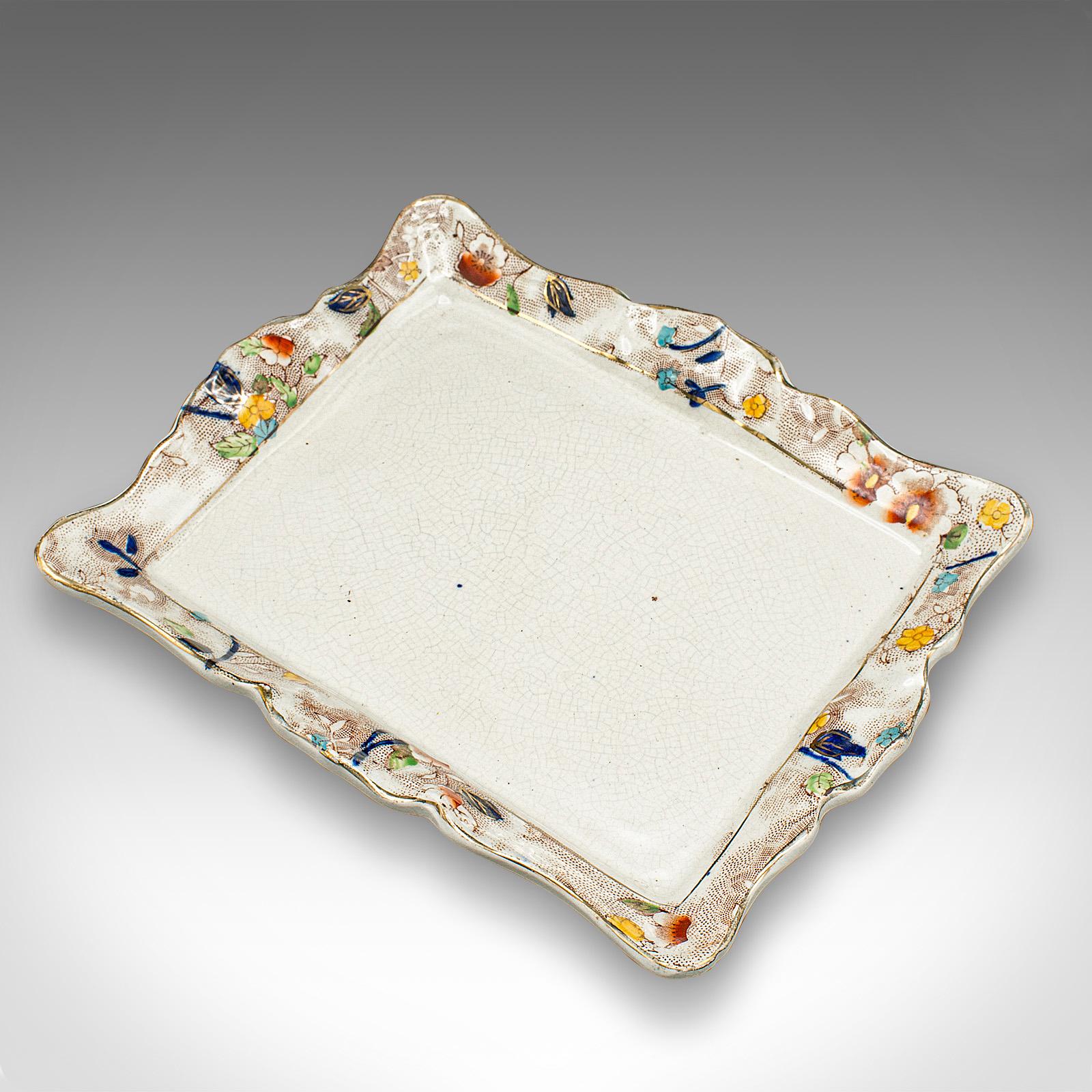 Fourchette à fromage antique anglaise, céramique, plat à beurre décoratif victorien, 1900 en vente 1