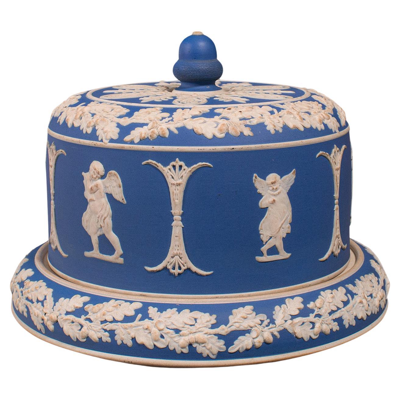 Antique Cheese Keeper, English, Jasper, Serving Dome, After Wedgwood, Victorian For Sale