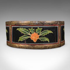 Antique Cheese Wheel Carrier, English, Handpainted Walnut, Dairy Tray, Edwardian