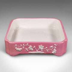 Antique Cheese Wheel Dish, English, Ceramic, Decorative Butter Tray, Victorian