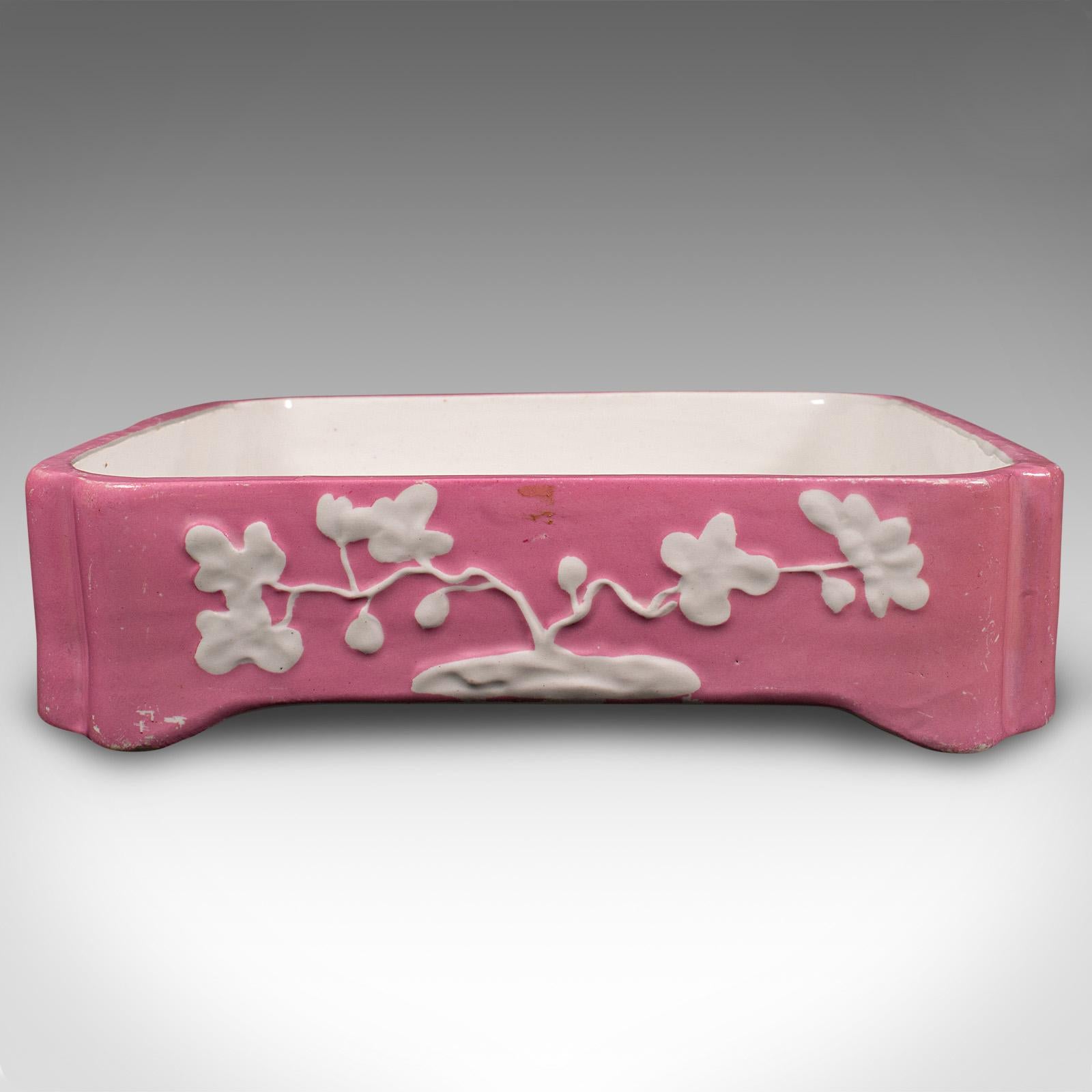 19th Century Antique Cheese Wheel Dish, English, Ceramic, Decorative Butter Tray, Victorian For Sale