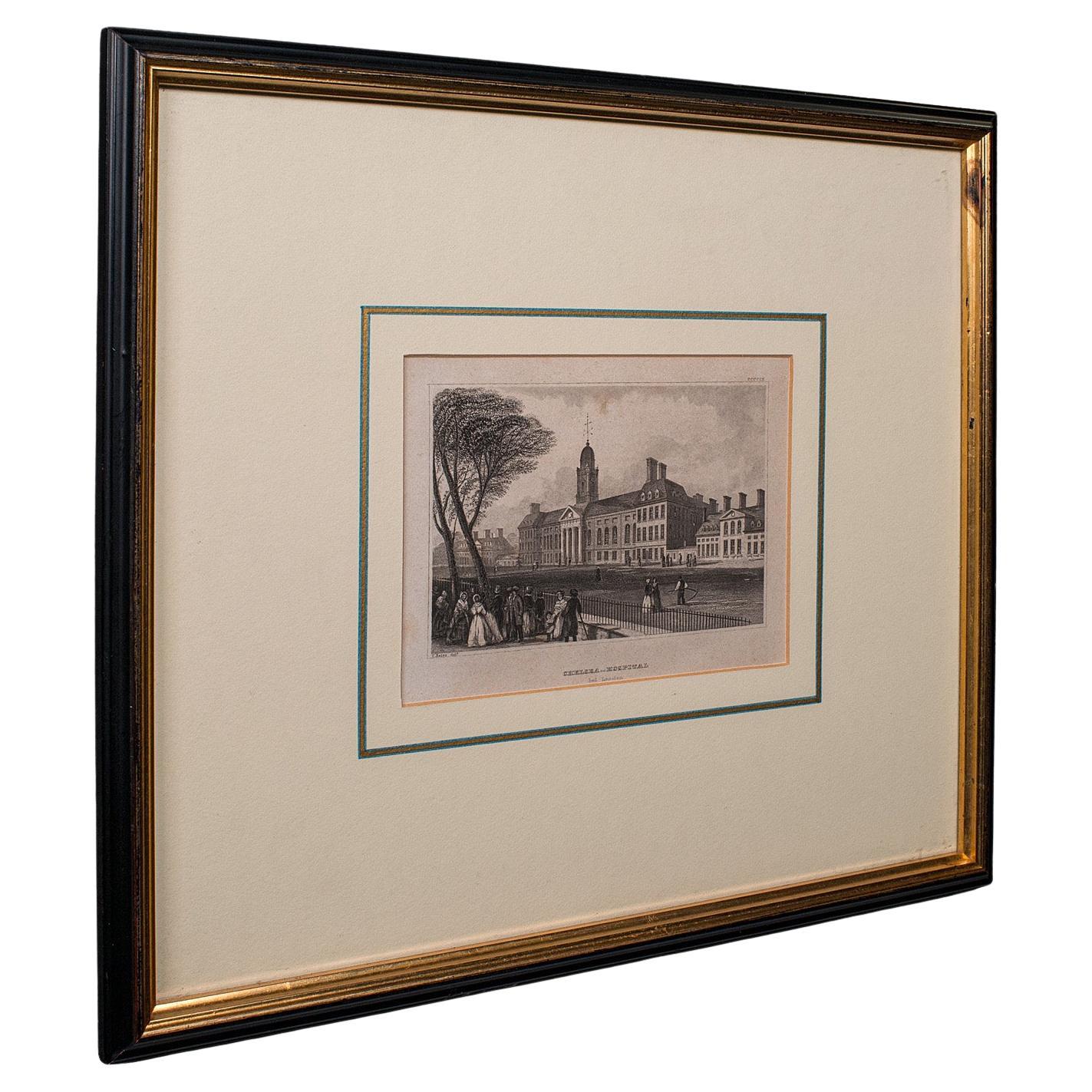 Antike Chelsea Hospital Bild, gerahmte Gravur, Kunst, medizinisches Interesse, 1900