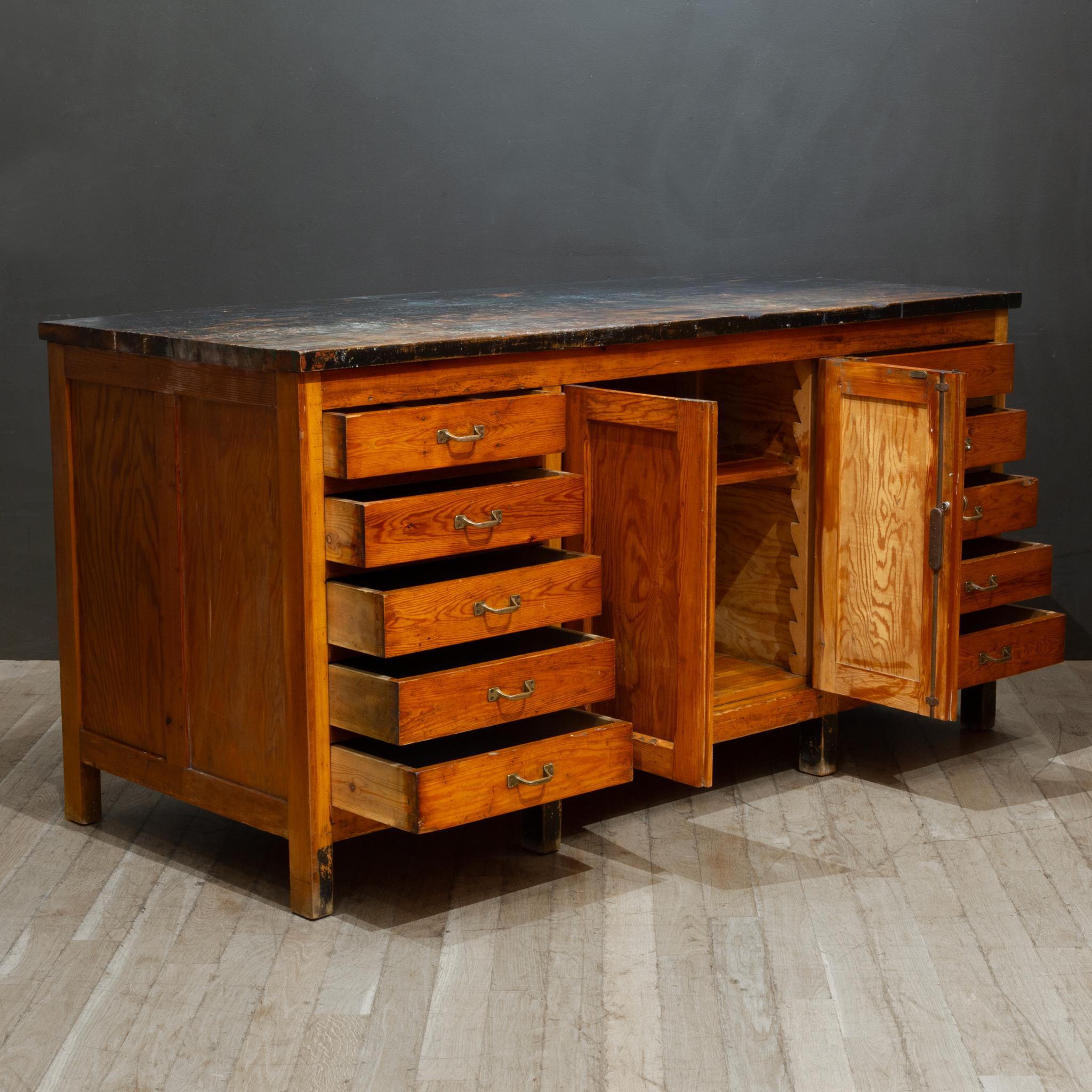 20th Century Antique Chemistry Class Industrial Cabinet c.1920-1940 For Sale