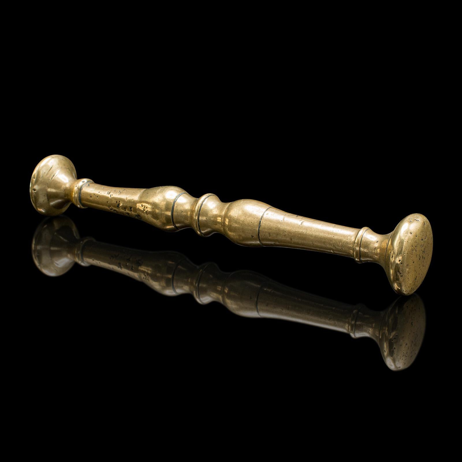 Antique Chemist's Mortar & Pestle, English Brass Apothecary Aid, Victorian, 1850 For Sale 5