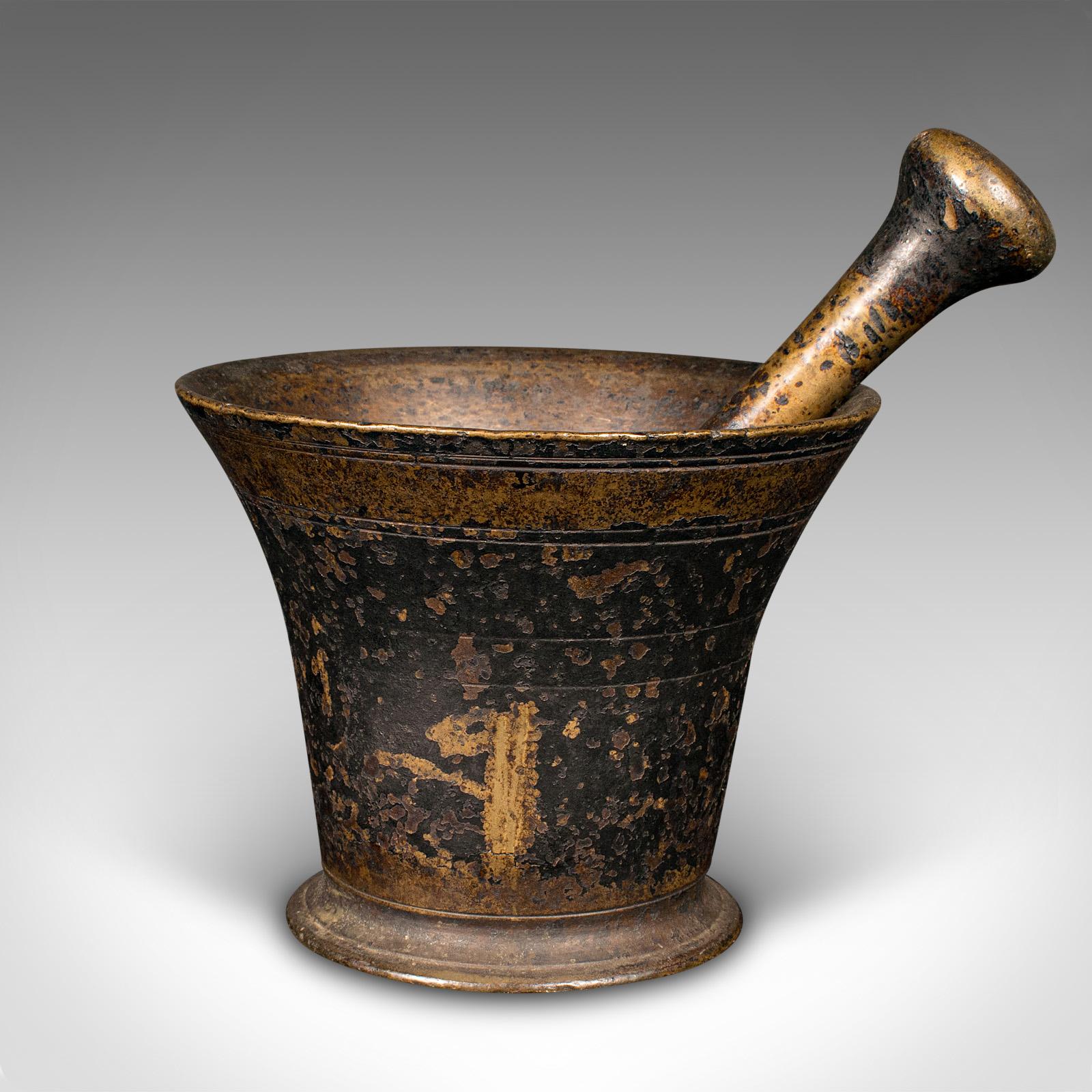 18th Century Antique Chemist's Mortar & Pestle, English, Bronze, Apothecary, Georgian, C.1720
