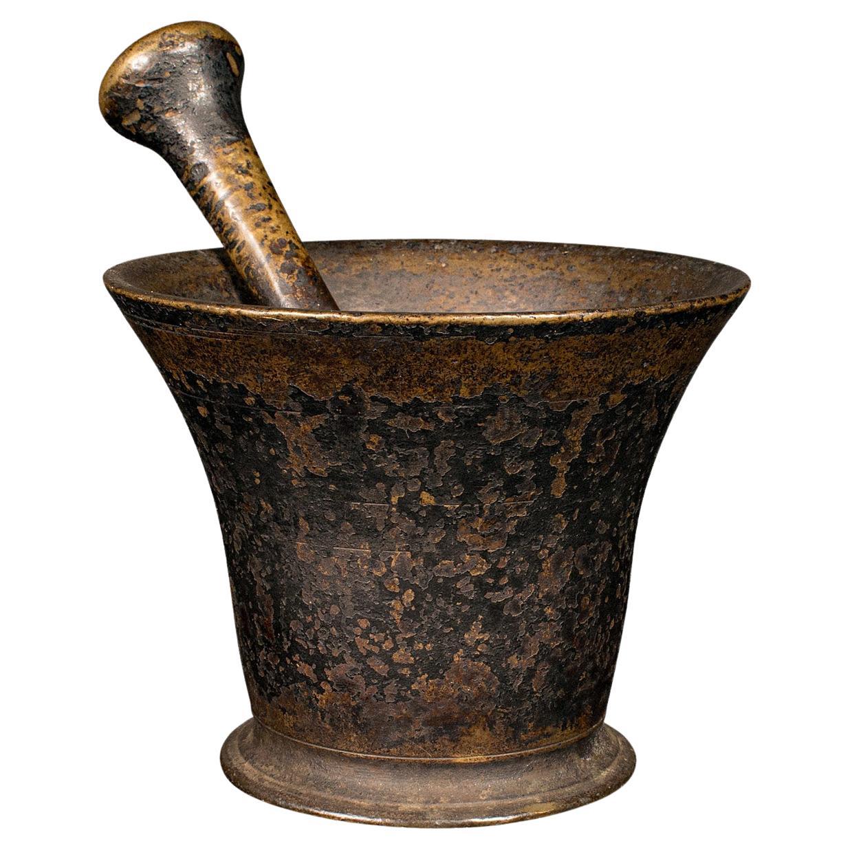 Antique Chemist's Mortar & Pestle, English, Bronze, Apothecary, Georgian, C.1720 For Sale