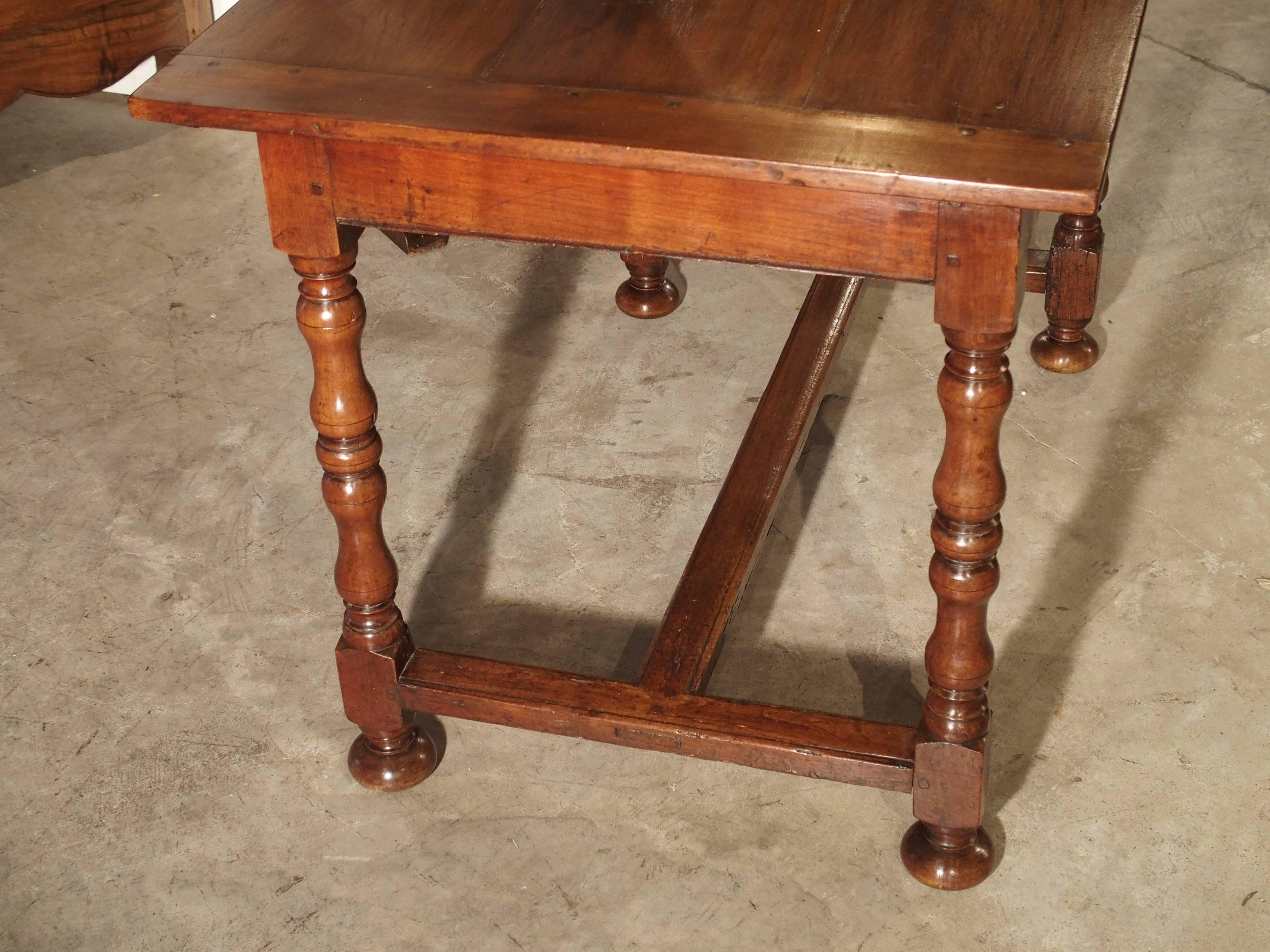 Hand-Carved Antique Cherry and Walnut Wood Side Table, 18th Century