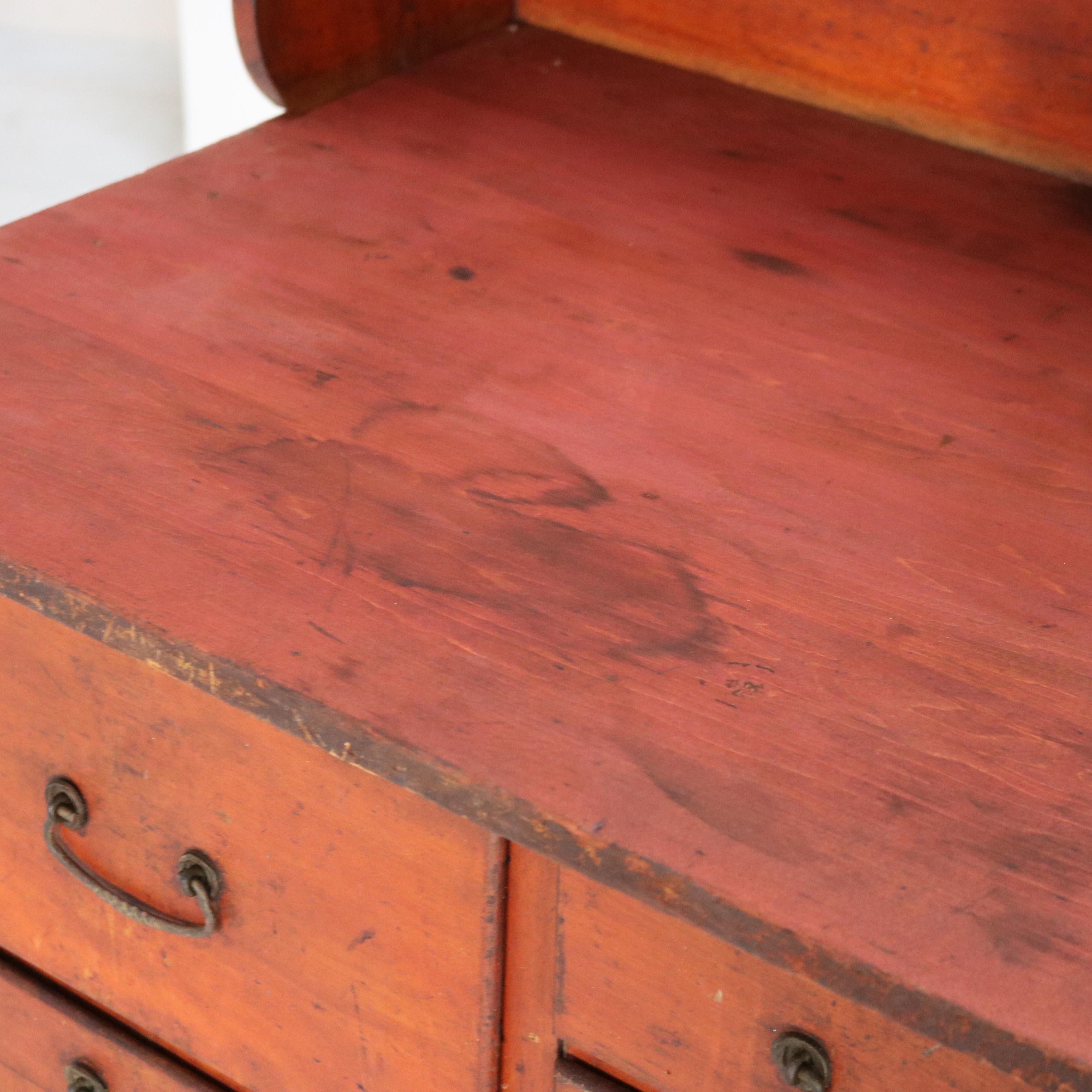 Antique Cherry Bakers Kitchen Cabinet with Upper Step-Back C1920 4