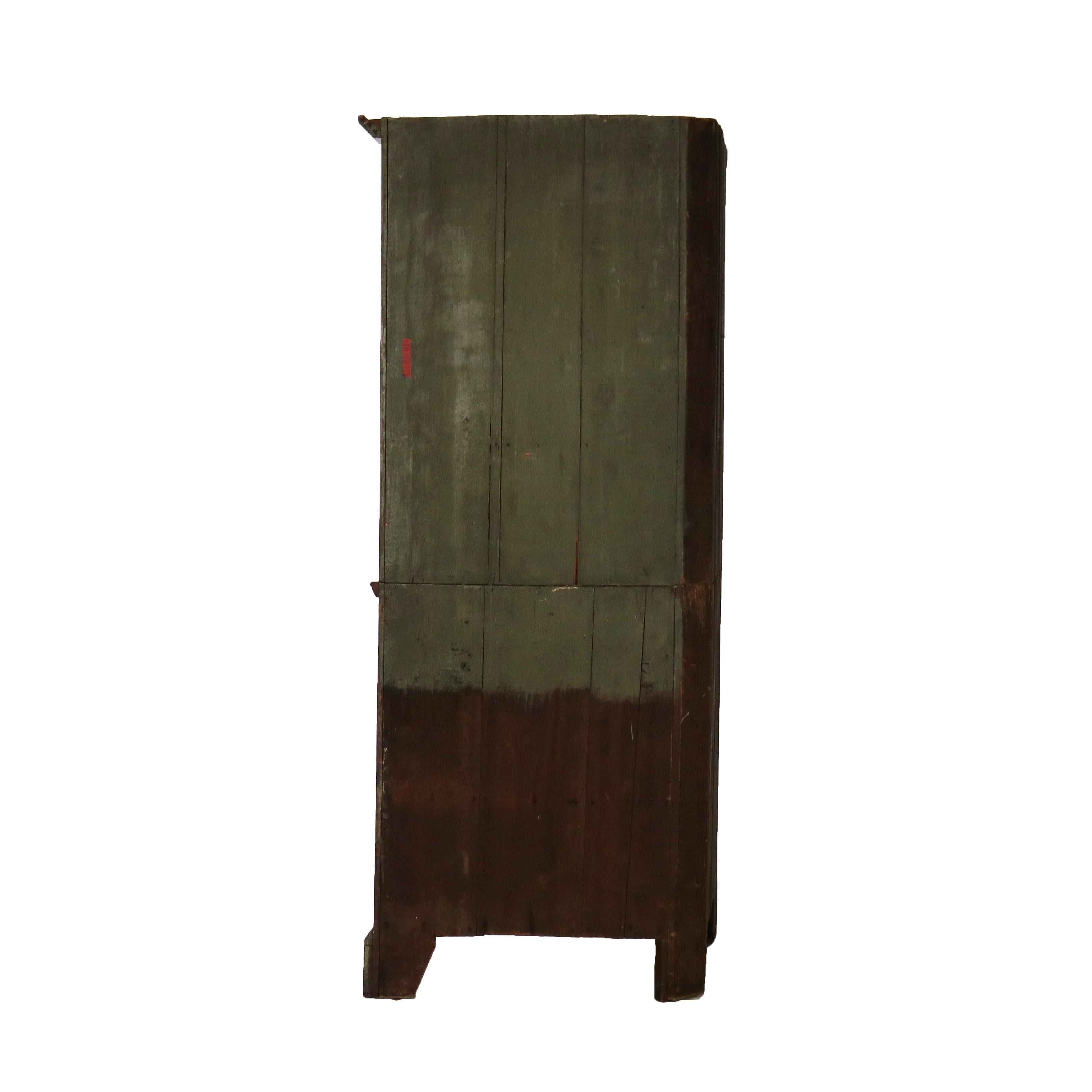 Antique Cherry Corner Cabinet with Nine Panel Upper Door C1840 7