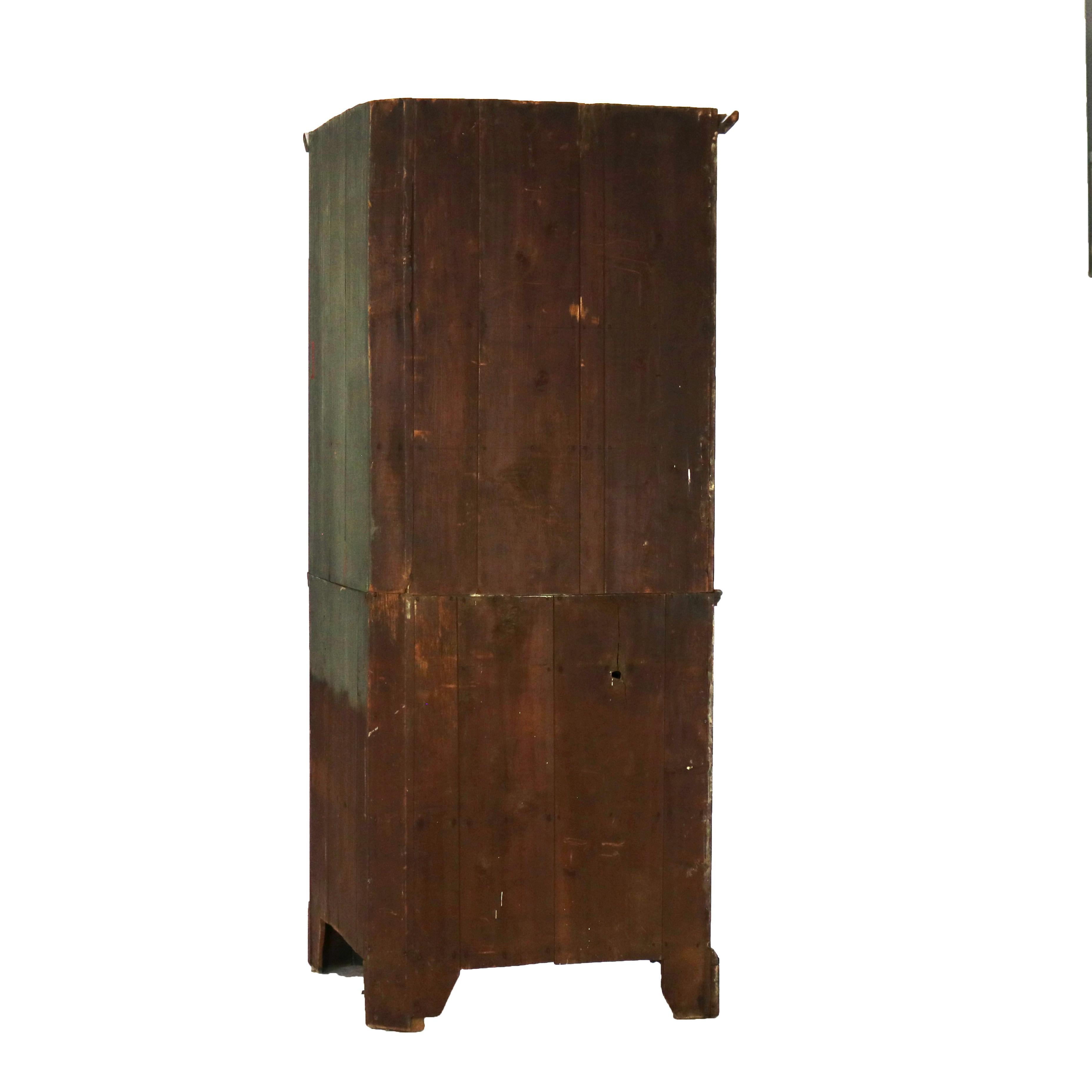 Antique Cherry Corner Cabinet with Nine Panel Upper Door C1840 8