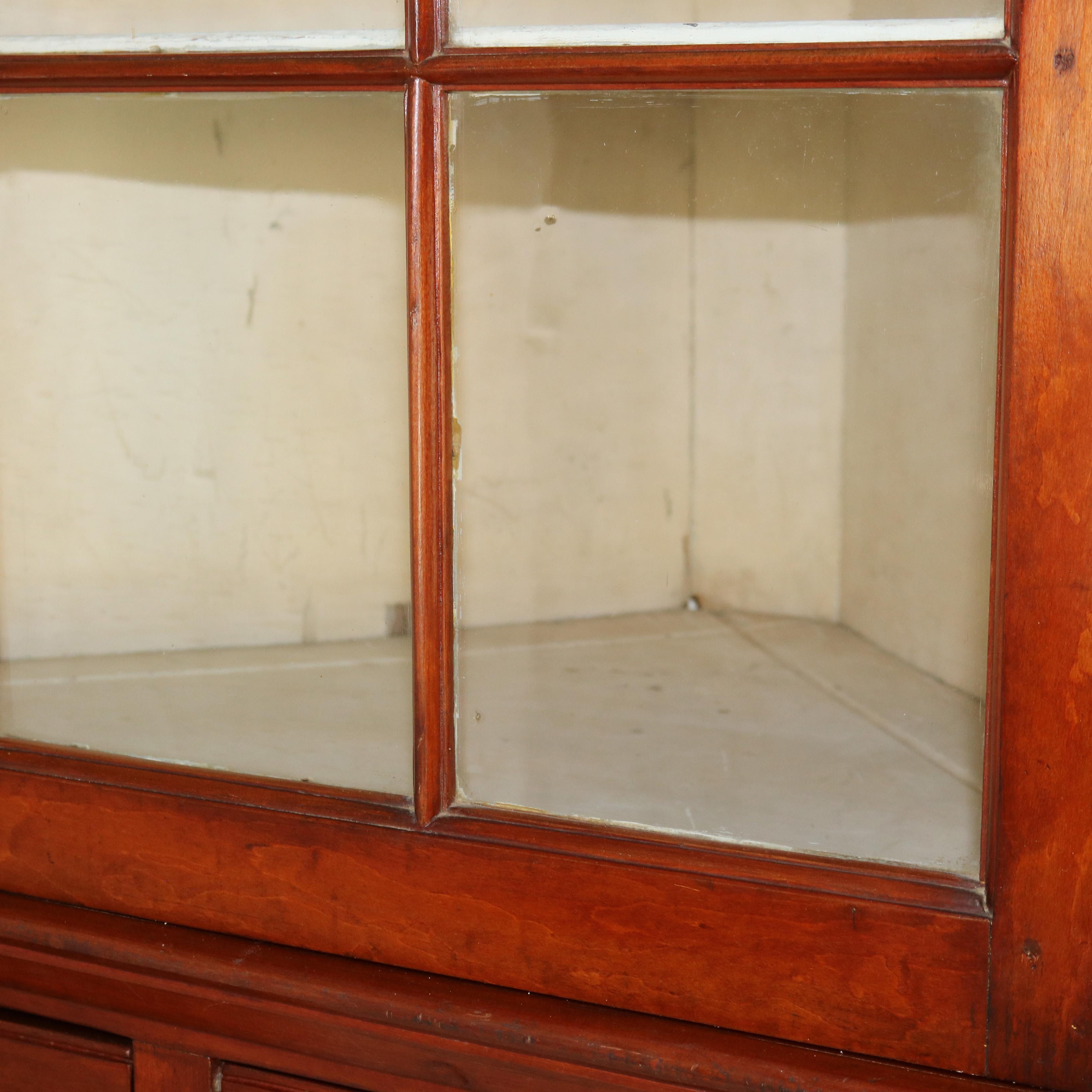 Antique Cherry Corner Cabinet with Nine Panel Upper Door C1840 1