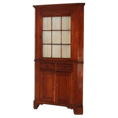 Antique Cherry Corner Cabinet with Nine Panel Upper Door C1840